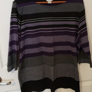 CJ Banks Black & Purple 3/4 sleeve t-shirt